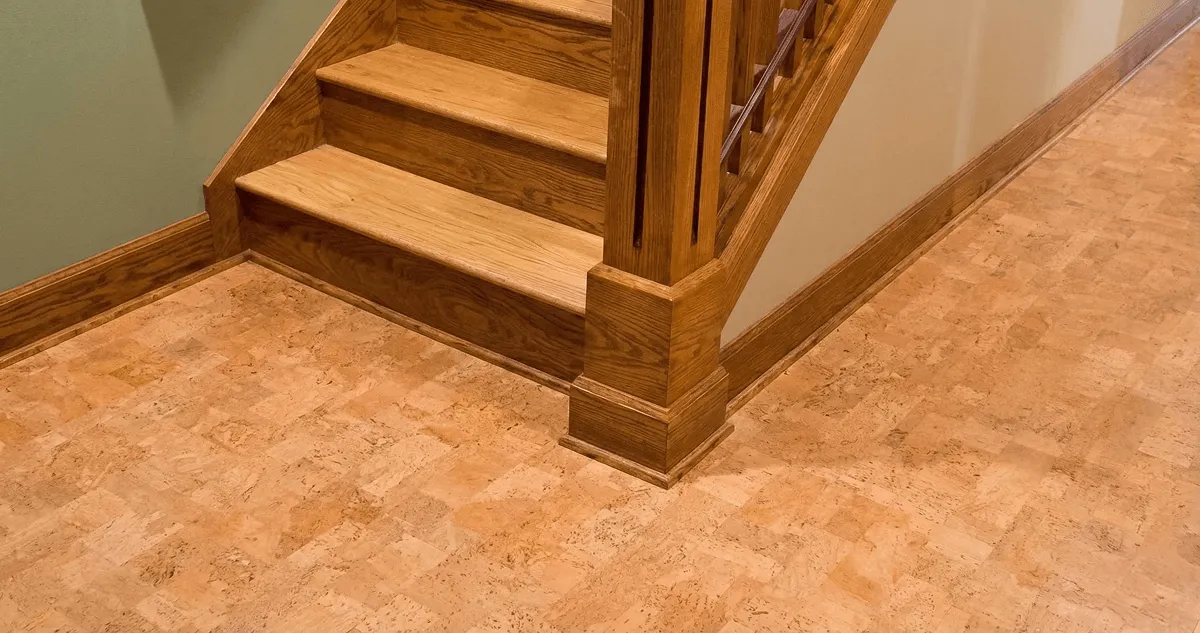 End of a staircase with cork flooring in Henderson, NV