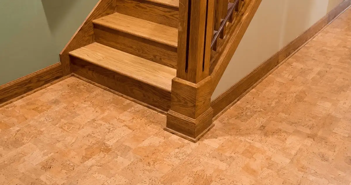 End of a staircase with cork flooring in Henderson, NV