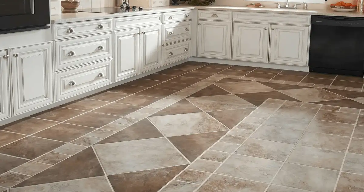 Kitchen with white cabinets and a professionally installed tile floor in Henderson, NV